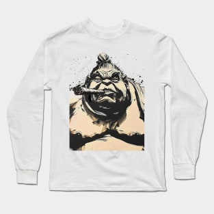 Puff Sumo: Puff Sumo Smoking a Cigar Long Sleeve T-Shirt